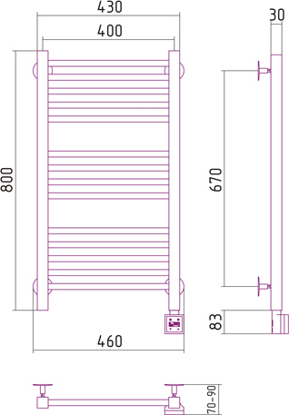 Полотенцесушитель электрический Сунержа Модус 800x400